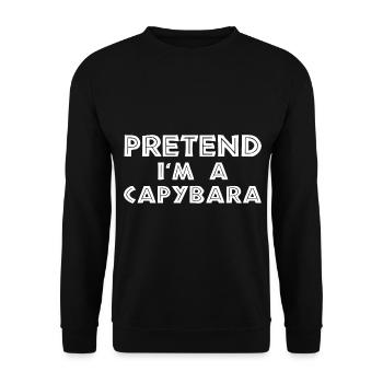 Pretend I'm Capybara Wasserschwein - Unisex Sweatshirt - black - Front - Alina (178cm) & Michal (187cm)