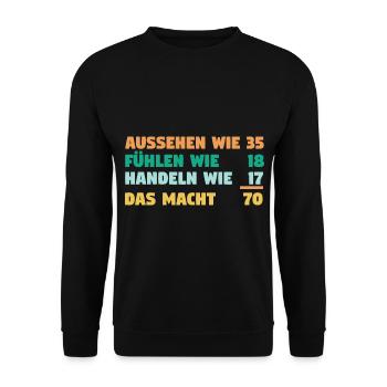 Siebzig Siebzigster 70 Jahre Geburtstag - Unisex Pullover - Schwarz - Vorne - Alina (178cm) & Michal (187cm)