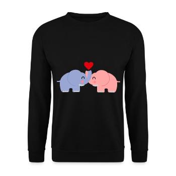 Elefant Liebe Paar - Unisex Pullover - Schwarz - Vorne - Alina (178cm) & Michal (187cm)