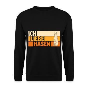 Kaninchen Hase - Unisex Pullover - Schwarz - Vorne - Alina (178cm) & Michal (187cm)