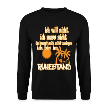 ich will ...ruhestand - Unisex Pullover - Schwarz - Vorne - Alina (178cm) & Michal (187cm)