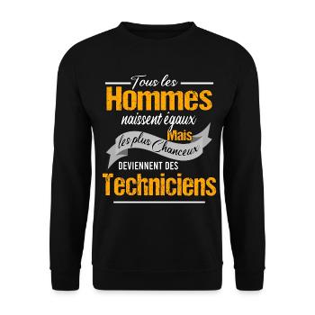 Tous les hommes sont égaux et techniciens - Sweat-shirt Unisexe - noir - Devant - Alina (178cm) & Michal (187cm)