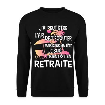 retraite retraité retraitée cadeau humour - Sweat-shirt Unisexe - noir - Devant - Alina (178cm) & Michal (187cm)