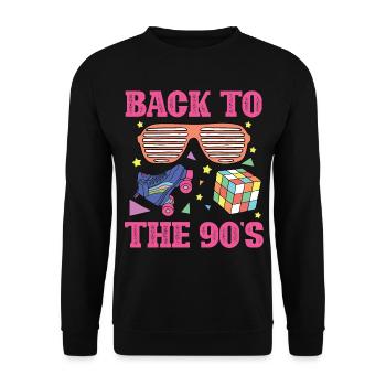90s 90er - Unisex Pullover - Schwarz - Vorne - Alina (178cm) & Michal (187cm)