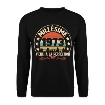 Cadeau Millésime 1973 Vieilli À La Perefection - Sweat-shirt Unisexe - noir - Devant - Alina (178cm) & Michal (187cm)