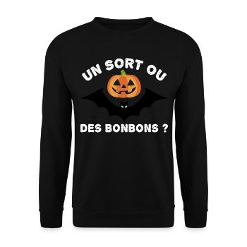 Happy Halloween - jour de Halloween - Sweat-shirt Unisexe - noir - Devant - Alina (178cm) & Michal (187cm)