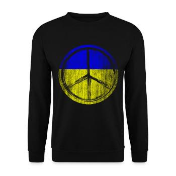 Flagge Fahne Peacezeichen Ukraine - Unisex Pullover - Schwarz - Vorne - Alina (178cm) & Michal (187cm)