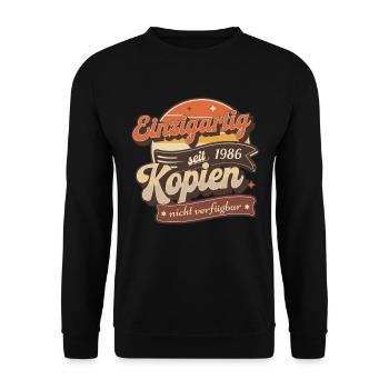Einzigartig seit 1986 Retro Vintage - Unisex Pullover - Schwarz - Vorne - Alina (178cm) & Michal (187cm)