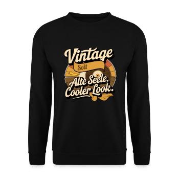 Retro Vintage Geburtsjahr personalisierte Geschen - Unisex Pullover - Schwarz - Vorne - Alina (178cm) & Michal (187cm)