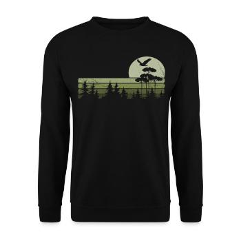 Bäume Tierwelt Natur Berge Abenteuer Wald - Unisex Pullover - Schwarz - Vorne - Alina (178cm) & Michal (187cm)