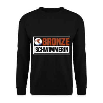 Schwimmer Schwimmen Bronze Geschenk - Unisex Pullover - Schwarz - Vorne - Alina (178cm) & Michal (187cm)
