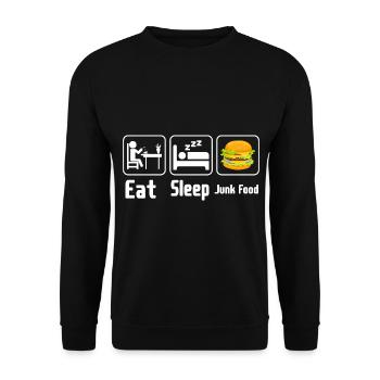 Eat Sleep Junk Food - Unisex Sweatshirt - black - Front - Alina (178cm) & Michal (187cm)