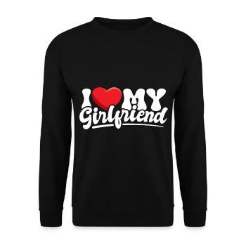 I love my Girlfriend - Unisex Pullover - Schwarz - Vorne - Alina (178cm) & Michal (187cm)