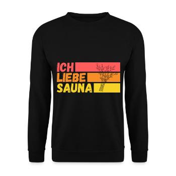 Wellness Saunagänger Saunieren Saunierer Sauna - Unisex Pullover - Schwarz - Vorne - Alina (178cm) & Michal (187cm)