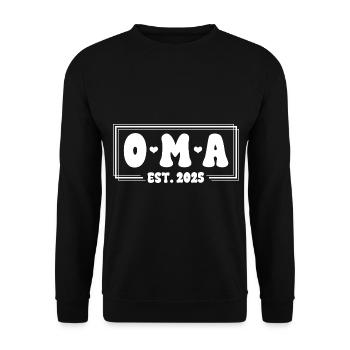 Oma Est 2025 Zukünftige Oma Werdende Oma - Unisex Pullover - Schwarz - Vorne - Alina (178cm) & Michal (187cm)