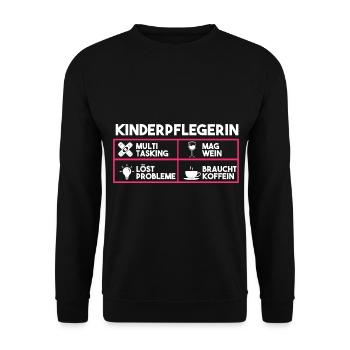 Erzieherin Kindergärtnerin Kinderpflegerin - Unisex Pullover - Schwarz - Vorne - Alina (178cm) & Michal (187cm)