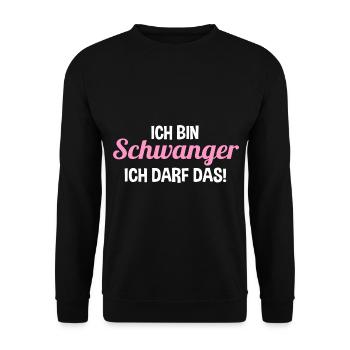 Schwangerschaft Ich Bin Schwanger Ich Darf Das - Unisex Pullover - Schwarz - Vorne - Alina (178cm) & Michal (187cm)