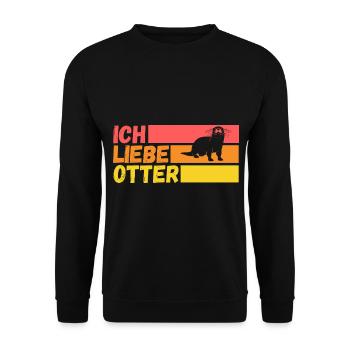 Seeotter Fischotter Otter - Unisex Pullover - Schwarz - Vorne - Alina (178cm) & Michal (187cm)