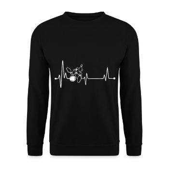 Bowling Herzschlag Bowlingspieler - Unisex Pullover - Schwarz - Vorne - Alina (178cm) & Michal (187cm)