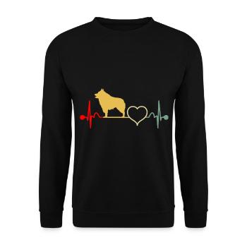 Schipperke Dog Vintage Heartbeat - Sweat-shirt Unisexe - noir - Devant - Alina (178cm) & Michal (187cm)