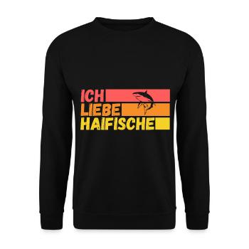 Fische Haifisch - Unisex Pullover - Schwarz - Vorne - Alina (178cm) & Michal (187cm)