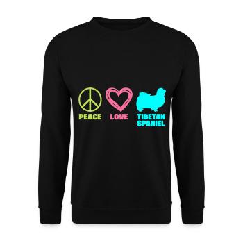 Épagneul tibétain Maman Paix Amour Dictons Drôles - Sweat-shirt Unisexe - noir - Devant - Alina (178cm) & Michal (187cm)