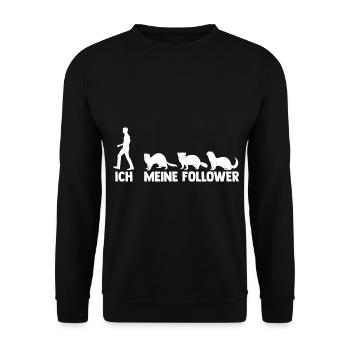 Ich und meine Follower Frettchen - Unisex Pullover - Schwarz - Vorne - Alina (178cm) & Michal (187cm)