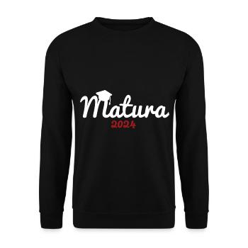 Sponsionshut Motiv 2024 Matura Abschluss Lustiger - Unisex Pullover - Schwarz - Vorne - Alina (178cm) & Michal (187cm)