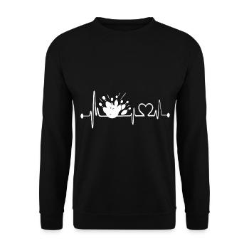 Bowling Herzschlag Bowlingspieler - Unisex Pullover - Schwarz - Vorne - Alina (178cm) & Michal (187cm)