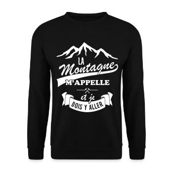 Tshirt Randonnée - La Montagne m'appelle - Sweat-shirt Unisexe - noir - Devant - Alina (178cm) & Michal (187cm)