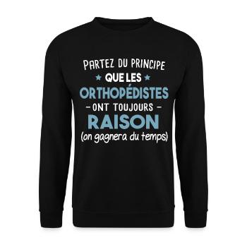 Orthopédiste. T-shirt cadeau métier citation - Sweat-shirt Unisexe - noir - Devant - Alina (178cm) & Michal (187cm)