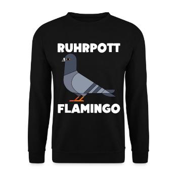 Ruhrpott Flamingo Taube Geschenk - Unisex Pullover - Schwarz - Vorne - Alina (178cm) & Michal (187cm)