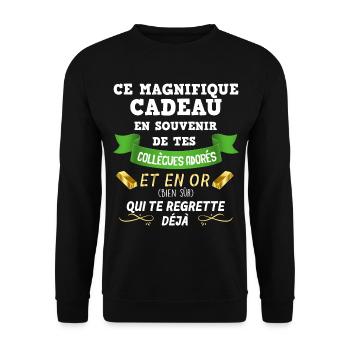 Humour Collègue Départ En Retraite - Sweat-shirt Unisexe - noir - Devant - Alina (178cm) & Michal (187cm)