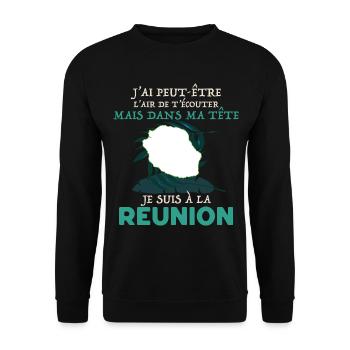 Je Suis A La Réunion Nostalgie île - Sweat-shirt Unisexe - noir - Devant - Alina (178cm) & Michal (187cm)