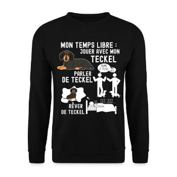 Temps libre avec chien teckel Humour Petit Chien - Sweat-shirt Unisexe - noir - Devant - Alina (178cm) & Michal (187cm)