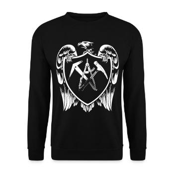 Dachdecker Adler Wappen - Unisex Pullover - Schwarz - Vorne - Alina (178cm) & Michal (187cm)