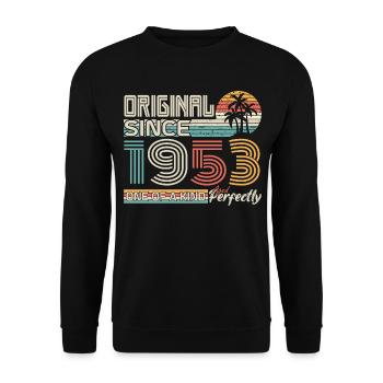 1953 Geburtstag 1953 geboren 1953 Jubiläum - Unisex Pullover - Schwarz - Vorne - Alina (178cm) & Michal (187cm)