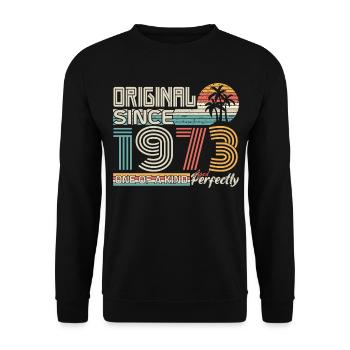 1973 Jubiläum 1973 geboren 1973 Jubiläum - Unisex Pullover - Schwarz - Vorne - Alina (178cm) & Michal (187cm)