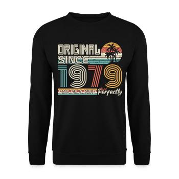 1979 Jubiläum 1979 geboren 1979 Jubiläum - Unisex Pullover - Schwarz - Vorne - Alina (178cm) & Michal (187cm)