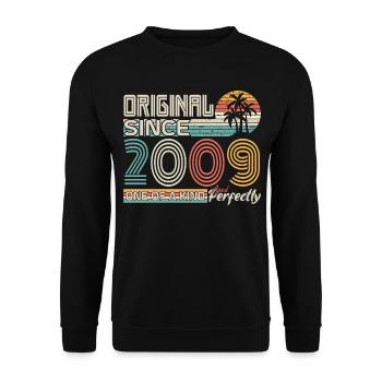 2009 anniversary 2009 born in 2009 anniversary - Unisex Sweatshirt - black - Front - Alina (178cm) & Michal (187cm)