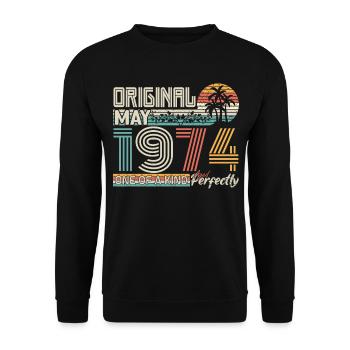 Mai 1974 anniversaire May 1974 cadeau 1974 - Sweat-shirt Unisexe - noir - Devant - Alina (178cm) & Michal (187cm)