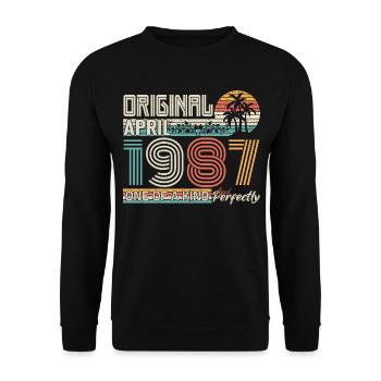 Avril 1987 anniversaire April 1987 cadeau 1987 - Sweat-shirt Unisexe - noir - Devant - Alina (178cm) & Michal (187cm)