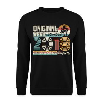 April 2018 anniversary April 2018 gift 2018 - Unisex Sweatshirt - black - Front - Alina (178cm) & Michal (187cm)
