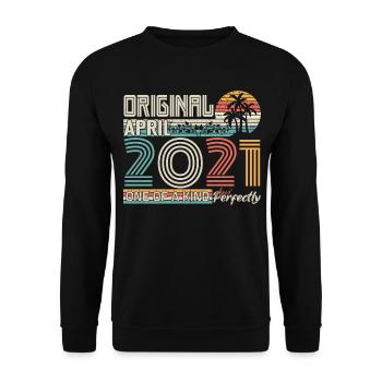 April 2021 anniversary April 2021 gift 2021 - Unisex Sweatshirt - black - Front - Alina (178cm) & Michal (187cm)