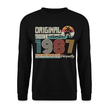 Juin 1987 Juin anniversaire June 1987 - Sweat-shirt Unisexe - noir - Devant - Alina (178cm) & Michal (187cm)