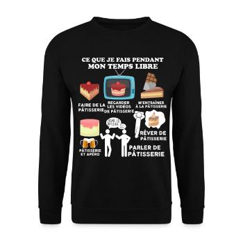 Mes patisserie ma Passion Mon Temps Libre - Sweat-shirt Unisexe - noir - Devant - Alina (178cm) & Michal (187cm)