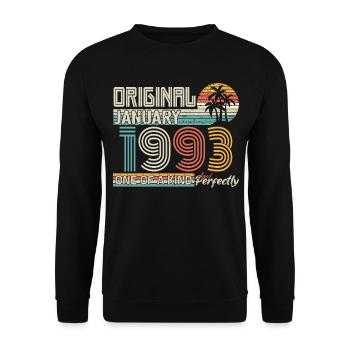 January 1993 Birthday January 1993 Gift - Unisex Sweatshirt - black - Front - Alina (178cm) & Michal (187cm)