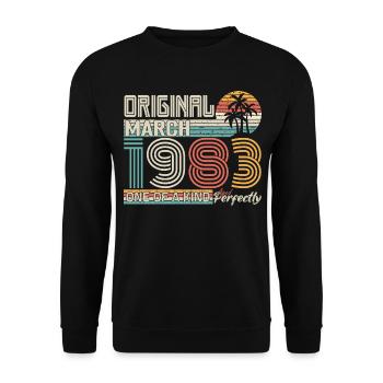 März 1983 Geburtstag März 1983 Geschenk - Unisex Pullover - Schwarz - Vorne - Alina (178cm) & Michal (187cm)