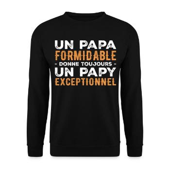 Terrific Dad Gives an Exceptional Grandpa - Unisex Sweatshirt - black - Front - Alina (178cm) & Michal (187cm)