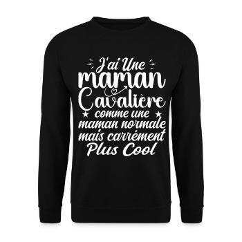 J'ai Une Maman Cavalière - Cadeau Maman Cavalière - Sweat-shirt Unisexe - noir - Devant - Alina (178cm) & Michal (187cm)